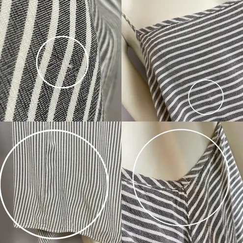 Lacausa Striped Dress Layered Top Asymmetrical Hemline Rayon Women Gray White