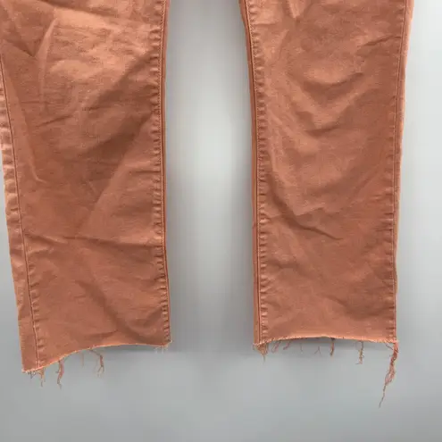Mother The Insider Ankle Fray‎ Raw Hem Jeans in Chalk It Up Terracotta Sz 28 Orange