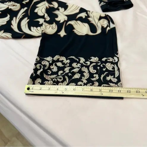 Midnight Velvet Black Tan Stretch Jersey Knit Wide Leg Pull