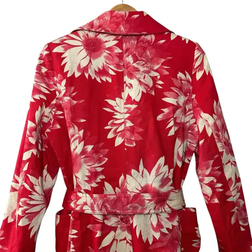 NWT Austin Reed Red Floral Retro Luxe Belted Double Breasted Blazer Jacket M Size M
