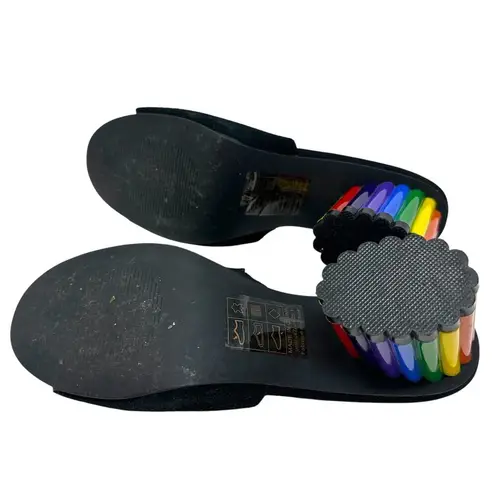 YRU Rainbow Road Slide Sandal Heels Black Suede Size US 9