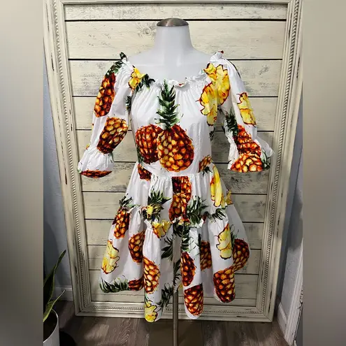 Chicwish  Pineapple Off-Shoulder Dress Size Small