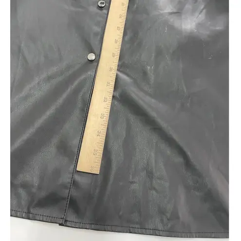 BOSS Dress Womens 6 Solid Black Daledy Faux Leather Snap Button Collared Frock