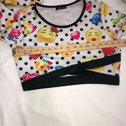 Love j USA Emoji Cropped Long Sleeve Top Polka Dot Size M/L