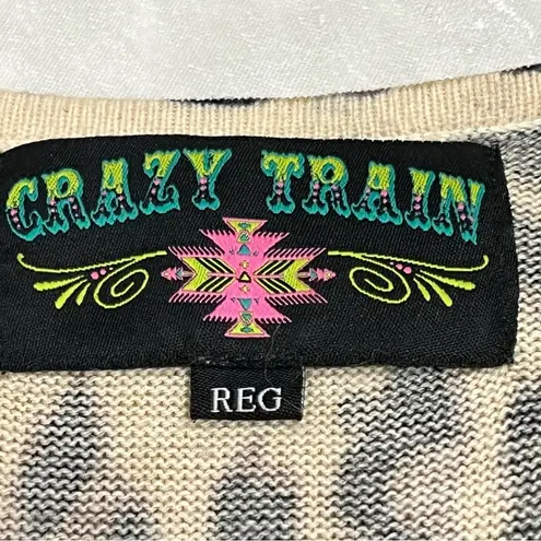 Crazy Train reg Multicolor Leopard animal Print Tunic poncho fringe hem floral