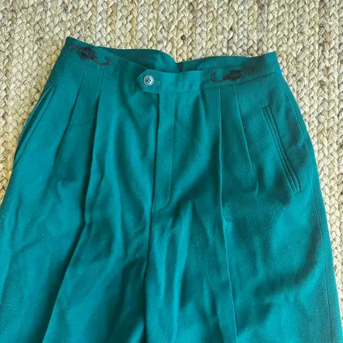 American Vintage Green blue vintage 100% wool high-waisted straight-leg pleated trousers