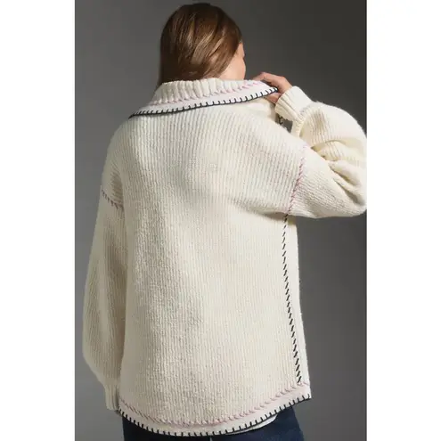Anthropologie  Maeve Collared Whipstitch Open Cardigan Sweater Size L