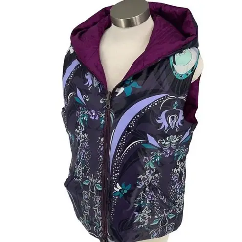 Emilio Pucci 17YC10 Reversible Hooded Puffer Vest Size 8 Fuchsia And Floral Prin