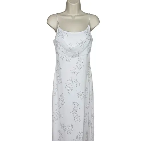 Taboo Elegant White Glitter Floral Maxi Formal Dress Women’s Size L