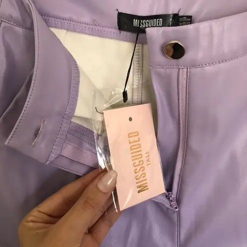 Missguided NWT Lilac Purple Tall Vegan Leather Straight Leg Pants Size US 6