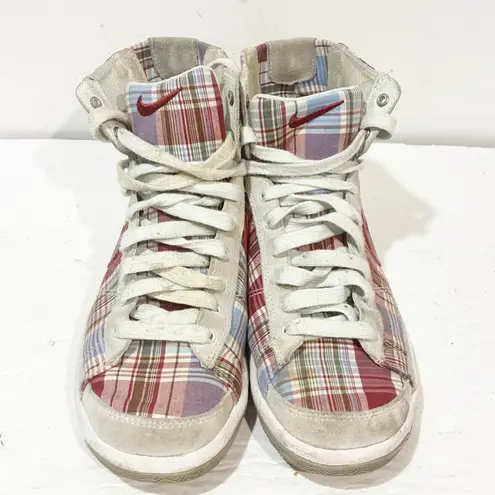 Nike  Vintage High Top Soft Fabric Red Plaid Womens Size 7 Old School