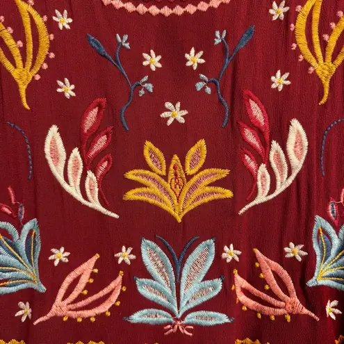 Savannah Jane bohemian red floral embroidery tunic dress size 3X romantic chic