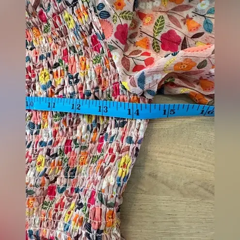 Lili Sidonio woven midi dress ice cream pink floral off the shoulder Large NWT