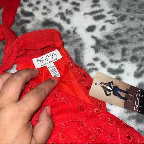 Sofia Jeans by Sofia Vergara Halter Top Red Size 3X