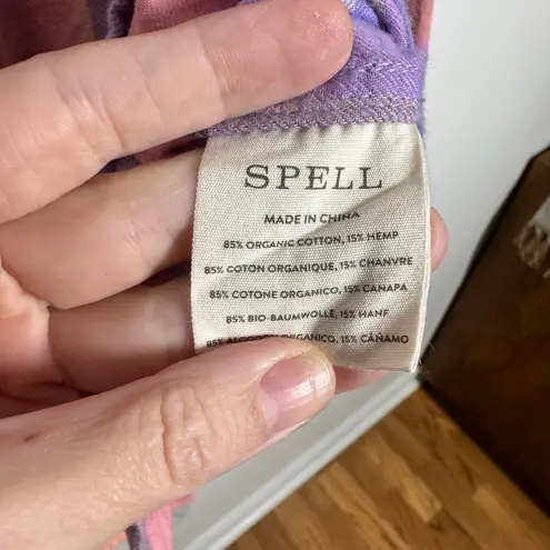 Spell And The Gypsy Flannel Top Women XL Pink Purple Western Pearl Snap Boho Top