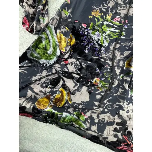 Velvet Burnout Dress Floral Bell Sleeve Sz: M Whimsy Goth Fairy Cottage Bronte Size M