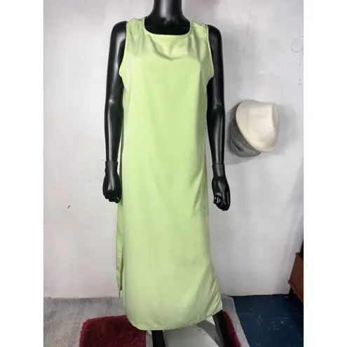 Tropics Kiwi Green Skirt Set Tank Top and Button Front Shirt Dress Large