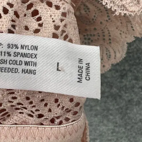 Auden Bralette L Pink Lightly Lined Racerback Lace Overlay Stretch Feminine Size L