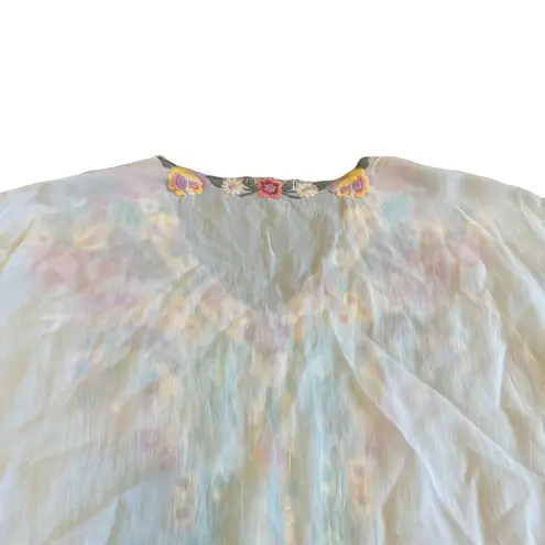 Johnny Was Petunia Embroidered Blouse Tunic Top Bohemian Boho Shirt Size Medium