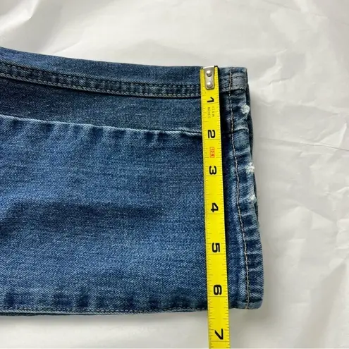 J Crew Jeans Vintage Straight Blue Wash Denim Distressed Size 31T Tall Stripe