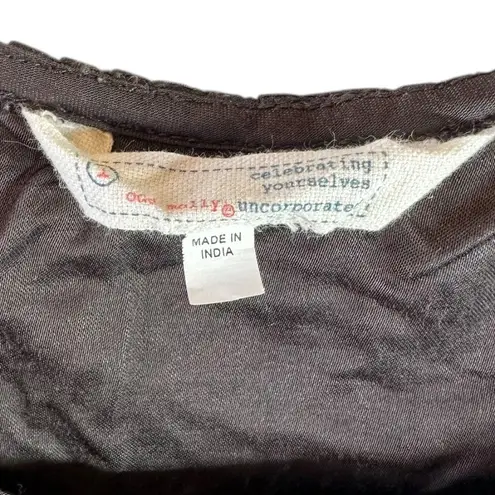 Odd Molly Embroidered Brown Satin Tank Top Size 1/Small