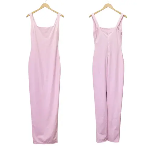 Naked Wardrobe NWT Pink Faux Leather Maxi Tank Dress Size Medium Fitted Bodycon