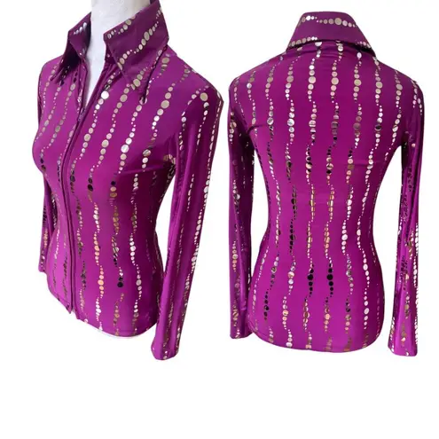 VINTAGE Y2K RARE EQUESTRIAN HOBBY HORSE WESTERN PINK RETRO MIRROR TOP XSMALL #5 Size XS