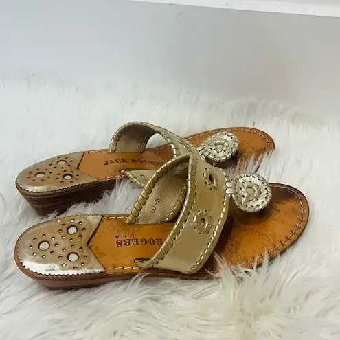 Jack Rogers  Mid Wedge Gold sandal flip flop size 8
