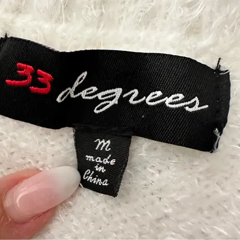 33 Degrees Cozy Coquette Snowflake Cardigan White Gold Glitter Button Medium Black