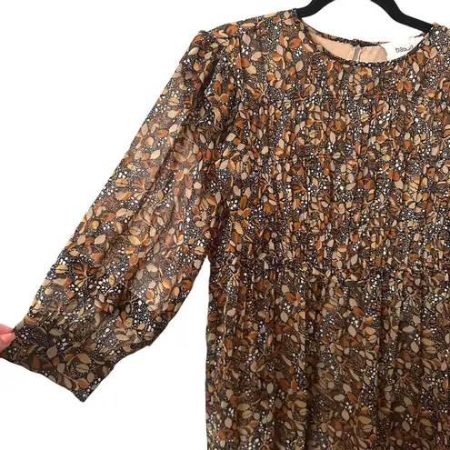 Ba&sh Sandra Ruffled Georgette Mini Dress In Brown Carbone Sz Medium