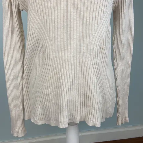 Lane Bryant  Long Sleeve Ribbed Knit Turtleneck Size 1X Oatmeal Beige Rayon