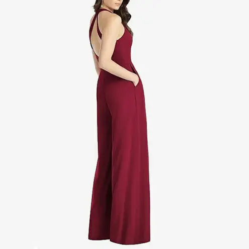 Dessy collection NWT Burgundy Backless Pleated Front Jumpsuit Size 0