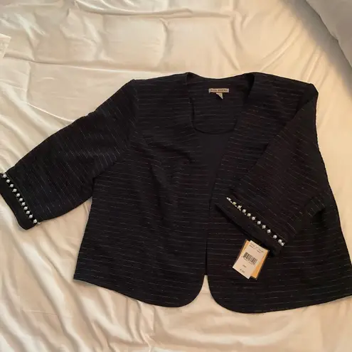 Pearl Beaded Accent, Navy Blue Blazer Size 20W