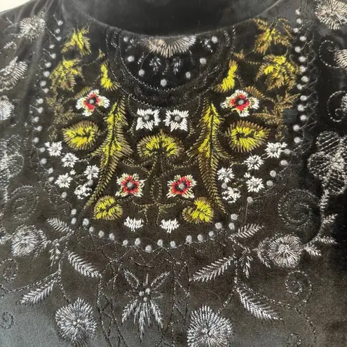 Meadow Rue Anthropologie Women’s Velvet Embroidered Sleeveless Top Size S Black