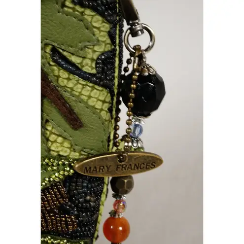 Mary Frances Chatterbox Bird Parrot Green Special Beaded Bag Handbag Purse NEW! Black