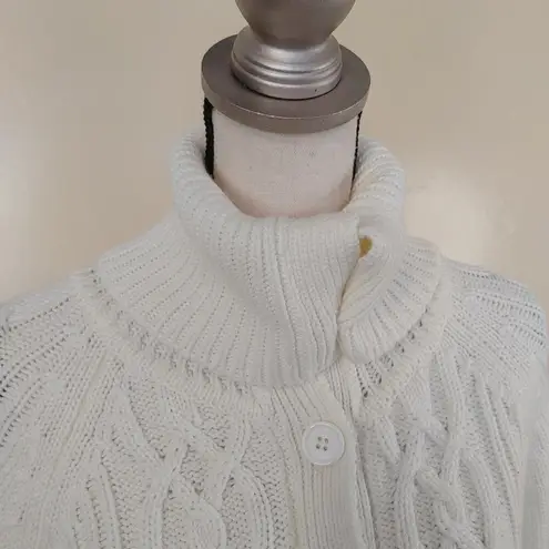 it's our time Size Medium M Long Sweater Tie Comfy Knit Button Long Sleeve Ivory