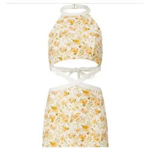 Significant Other Ari Cutout Rosalie Floral Print Mini Dress Size 8 Yellow