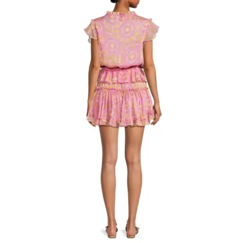 MISA Los Angeles NWT Lilian Split-Neck Floral Ruffle Mini Dress Size Large