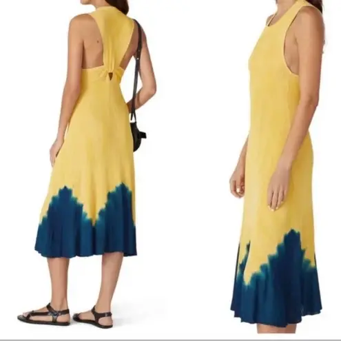 Proenza Schouler Yellow and Blue Sleeveless Dress Sundress Summer Tie Dye Dip M