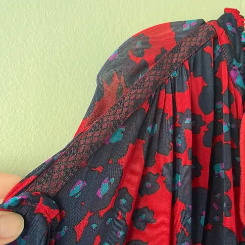 Free People  Sz OVERSIZED M Tunic Dress Top Blouse‎ Boho Chic V Neck Loose Fit