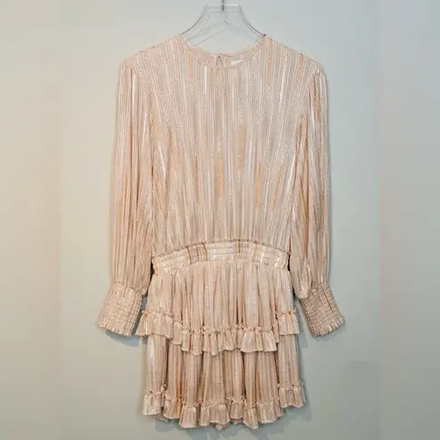 MISA Los Angeles Katia Metallic Rose Gold Stripe Mini Dress Size XS