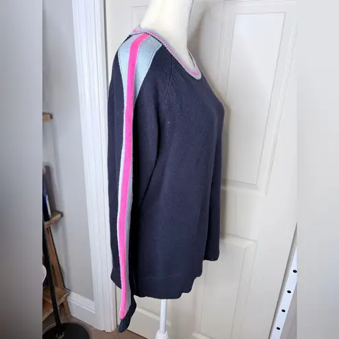 Sail To Sable merino wool blend navy blue accent Sweater size large a38 - Image 2