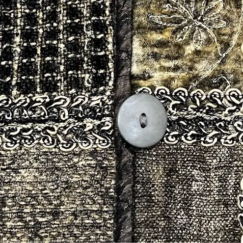 Flashback Velour Patchwork Blazer Jacket Size Small Brown