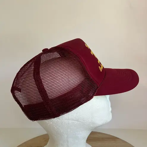 Vintage 80s Maroon & Yellow Graphic Trucker Adjustable Unisex Hat