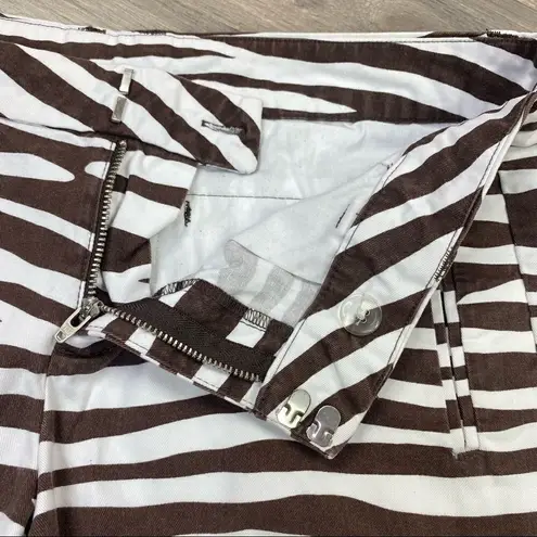 JCP Zebra Striped Flat Front Chino Shorts Size 4 Brown White Brown
