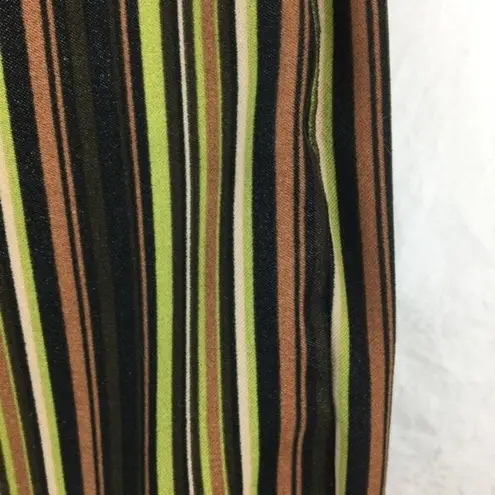 Arden B Green & Black Striped Velvet Soft Retro Flair Pants 8