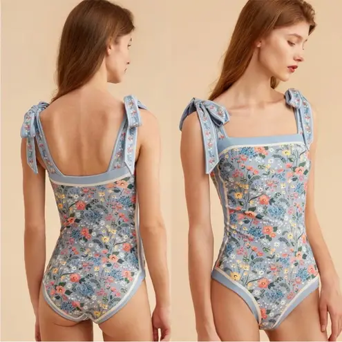 Visual Mood Grace Reversible Tie Shoulder One Piece Swimsuit SEE MEASUREMENTS Blue Size L