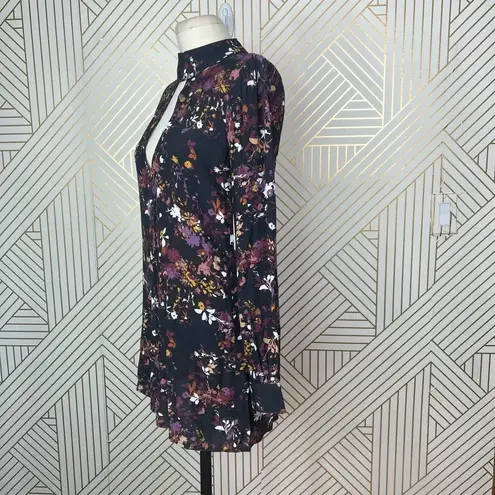 Flynn Skye Leah Mini Dress Black Purple Floral Print Size XS
