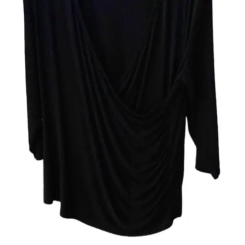 Grace Elements π€ Grace Jersey Knit 3/4 Sleeve Surplice Faux Wrap Top, Black, Plus-Size 2X