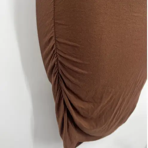 Arden B Brown Crochet Y2K Bodycon Dress XS Cutout Festival Boho Sexy Club Ruched